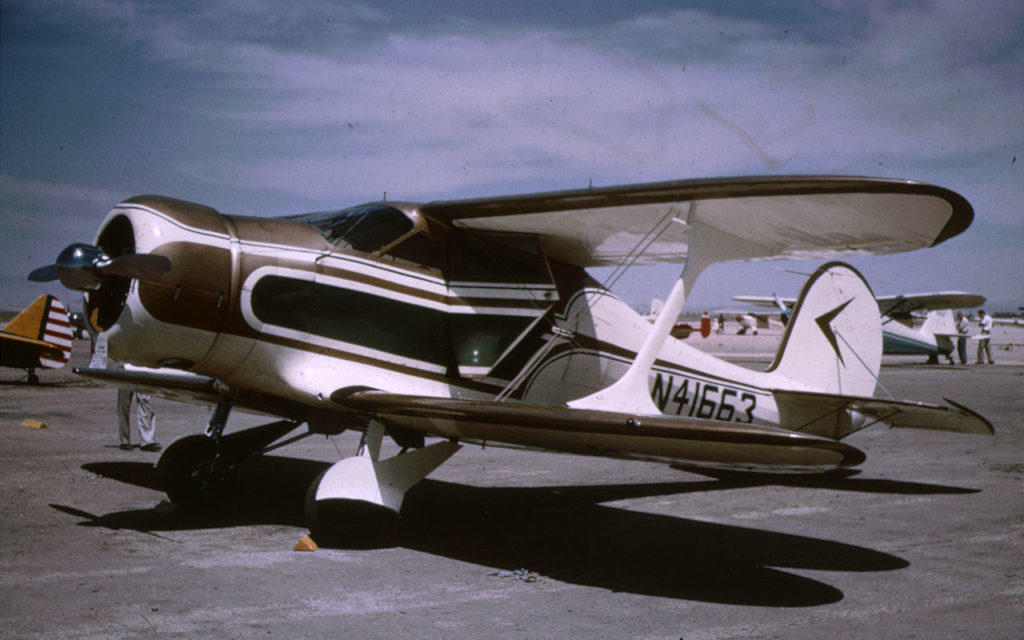 Staggerwing on the tarmac during a fly-in